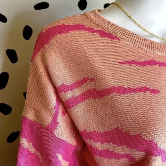 Pink and Peach Striped Women's Sweater - Picture 2 of 2